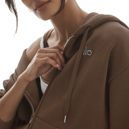 alo Women's Accolade Full Zip Hoodie Java Brown