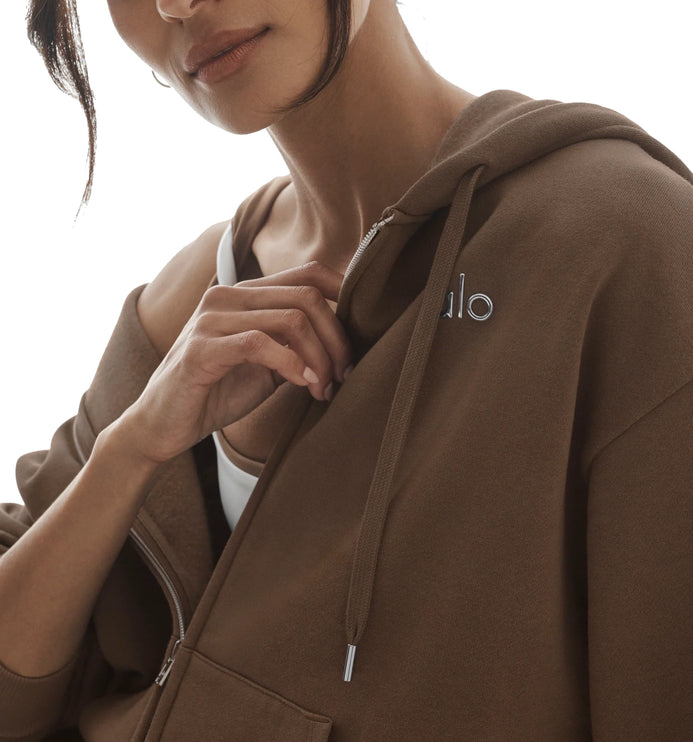 alo Women's Accolade Full Zip Hoodie Java Brown