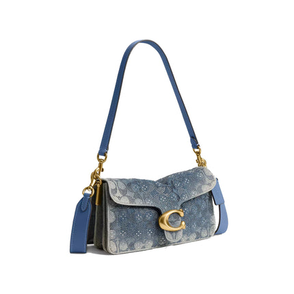 Coach Women's Tabby Shoulder Bag 26 In Regenerative Cotton Denim With Crystal Signature Brass/Denim