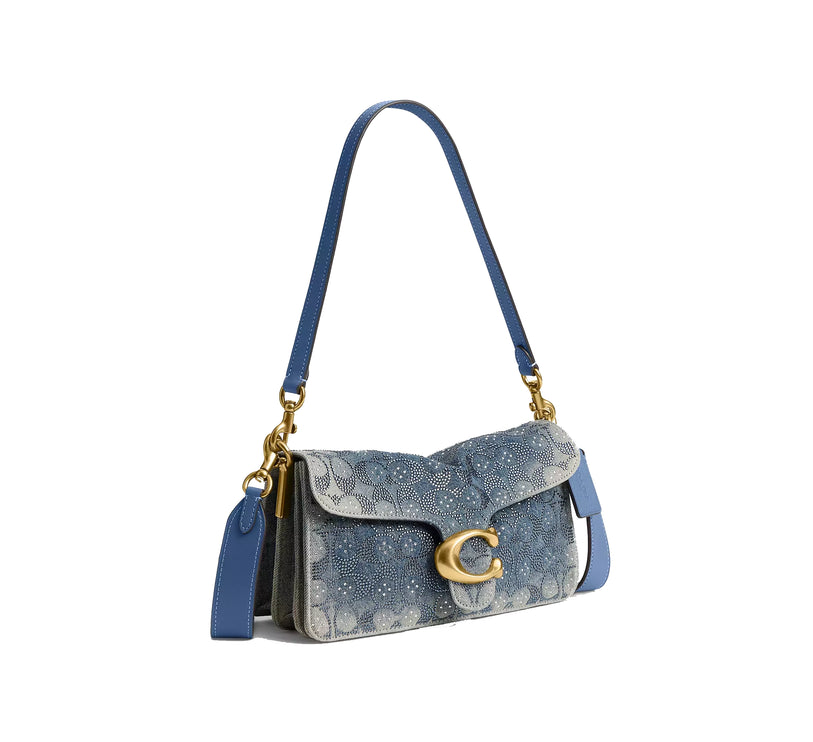 Coach Women's Tabby Shoulder Bag 26 In Regenerative Cotton Denim With Crystal Signature Brass/Denim