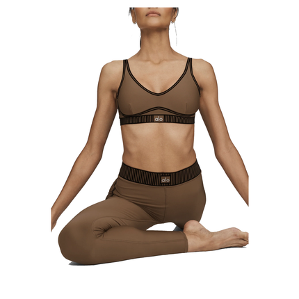 alo Women's Airlift Line Up Bra Java Brown