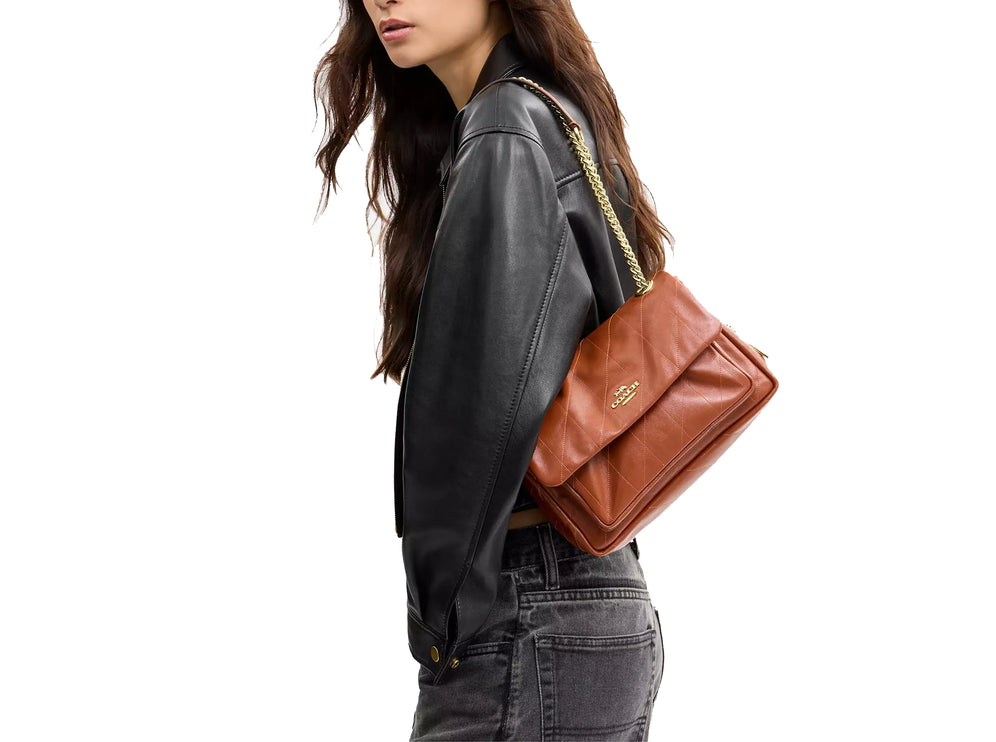 Coach Women's Elodie Crossbody Bag 24 With Quilting Gold/Cinnamon