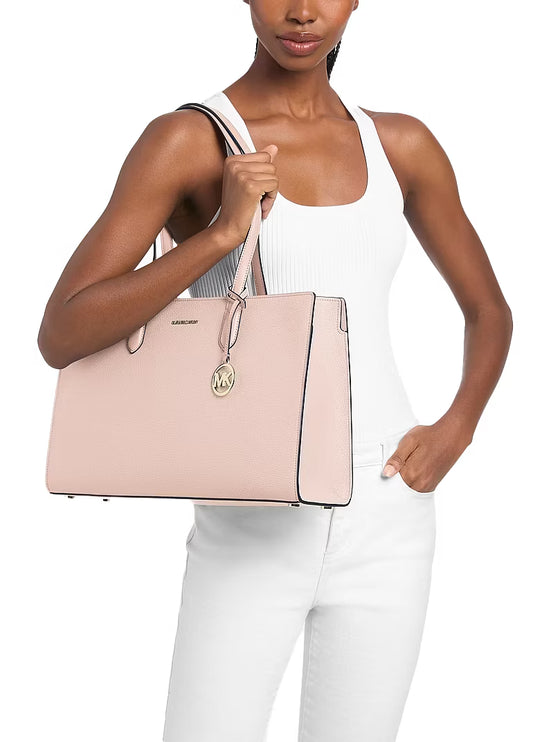 Michael Kors Women's Scarlett Medium Textured Tote Bag Soft Pink/Gold