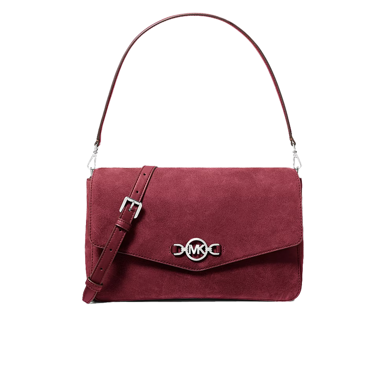 Michael Kors Women's Kacey Large Convertible Shoulder Bag Maroon/Silver