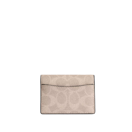 Coach Women's Card Case With Charms In Signature Canvas Silver/Sand/Taupe