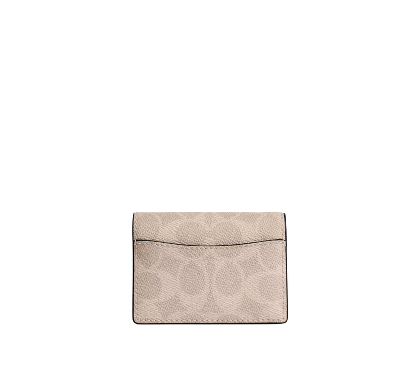 Coach Women's Card Case With Charms In Signature Canvas Silver/Sand/Taupe