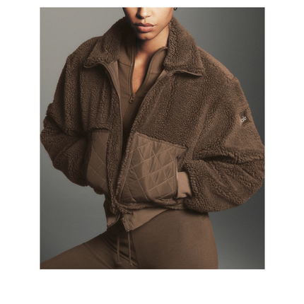 alo Women's Sherpa Edge Bomber Java Brown