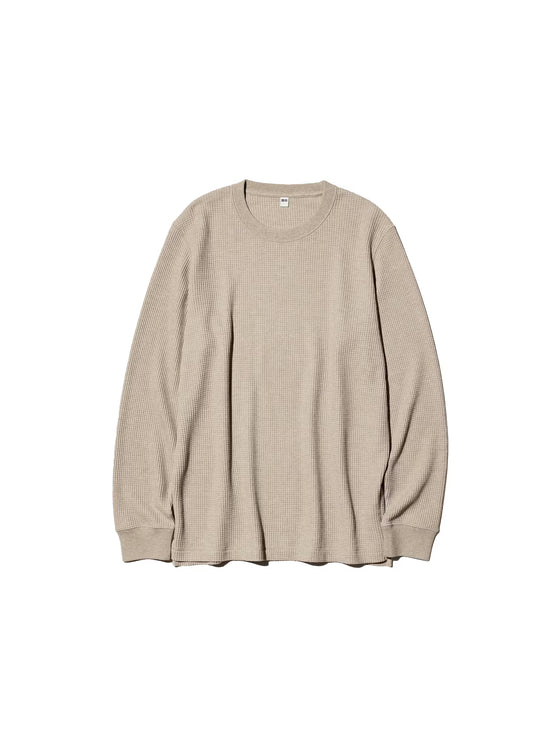 Uniqlo Unisex Waffle Crew Neck T-Shirt 01 Off White