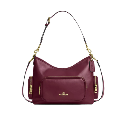 Coach Women's Laurel Shoulder Bag With Pockets Gold/Dark Cherry