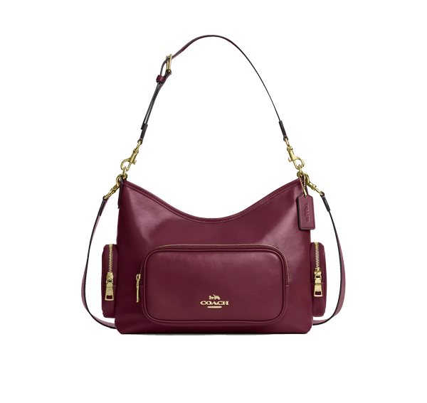 Coach Women's Laurel Shoulder Bag With Pockets Gold/Dark Cherry