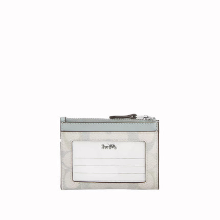 Coach Women's Mini Skinny Id Case In Pretty Signature Canvas Silver/Chalk/Blue