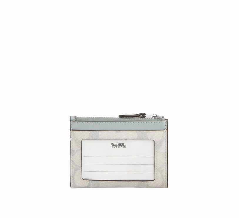 Coach Women's Mini Skinny Id Case In Pretty Signature Canvas Silver/Chalk/Blue