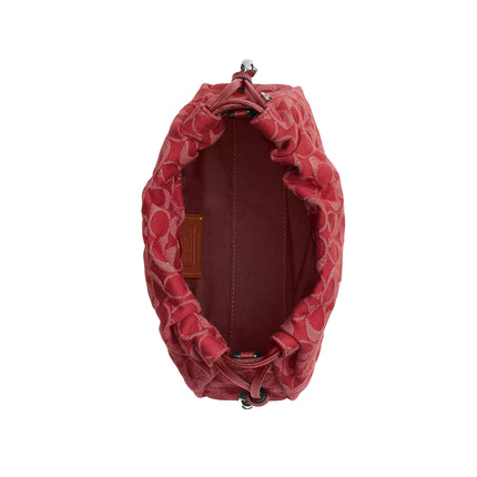 Coach Women's Faye Shoulder Bag In Signature Denim Silver/True Red