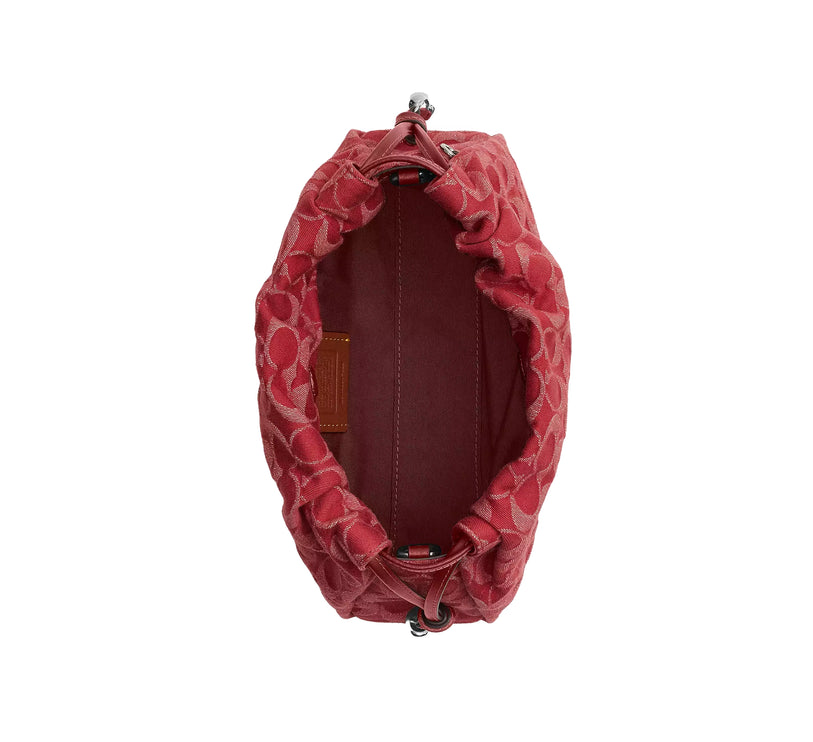 Coach Women's Faye Shoulder Bag In Signature Denim Silver/True Red