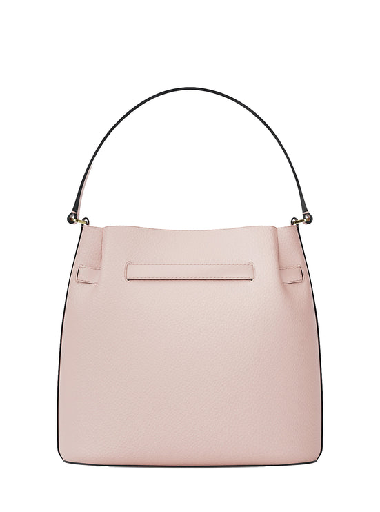 Michael Kors Women's Carson Medium Pebbled Leather Convertible Bucket Crossbody Bag Powder Blush/Gold