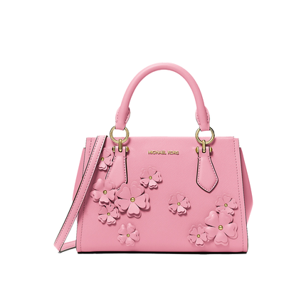 Michael Kors Women's Marilyn Small Floral Embellished Satchel Bag Carnation/Gold