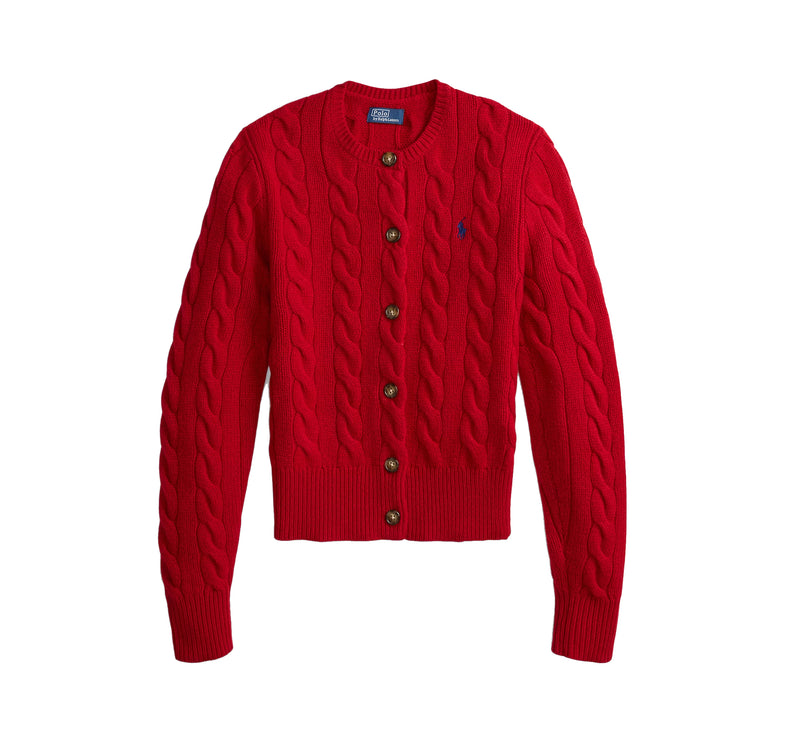 Polo Ralph Lauren Women's Cable-Knit Wool-Cashmere Cardigan University Red