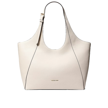 Michael Kors Women's Bernie Large Pebbled Leather Tote Bag Light Cream