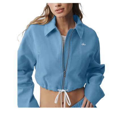 alo Women's Cropped Fan Favorite Full Zip Jacket California Blue
