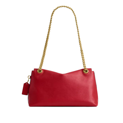 Coach Women's Chelsea Shoulder Bag 30 With Chain Brass/Scarlet