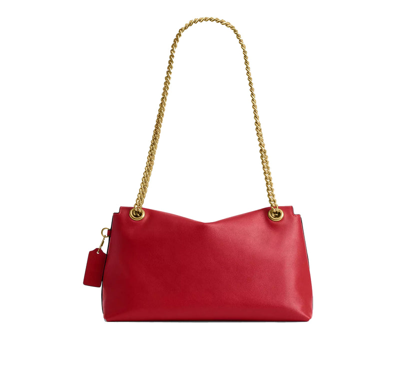 Coach Women's Chelsea Shoulder Bag 30 With Chain Brass/Scarlet
