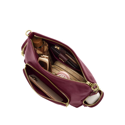 Coach Women's Laurel Shoulder Bag With Pockets Gold/Dark Cherry