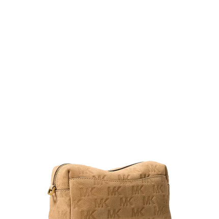Michael Kors Women's Bryant Small Logo Embossed Suede Convertible Crossbody Bag Burnt Khaki/Gold