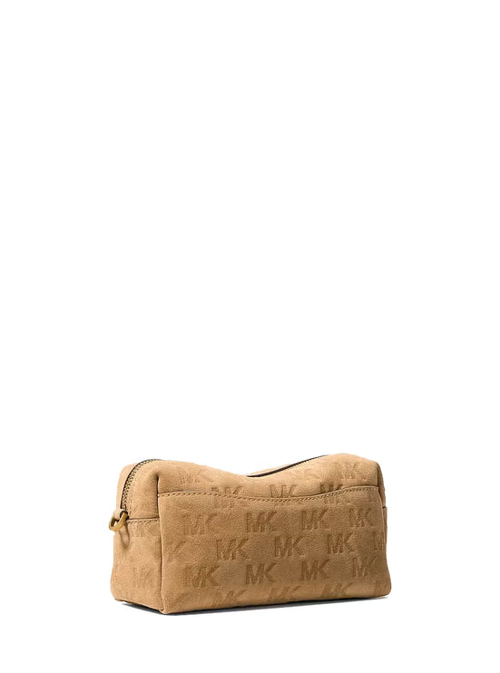 Michael Kors Women's Bryant Small Logo Embossed Suede Convertible Crossbody Bag Burnt Khaki/Gold