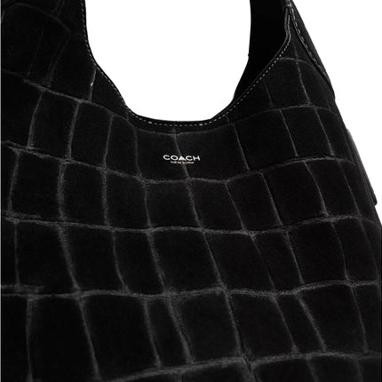 Coach Women's Brooklyn Shoulder Bag 28 Suede/Brass/Black