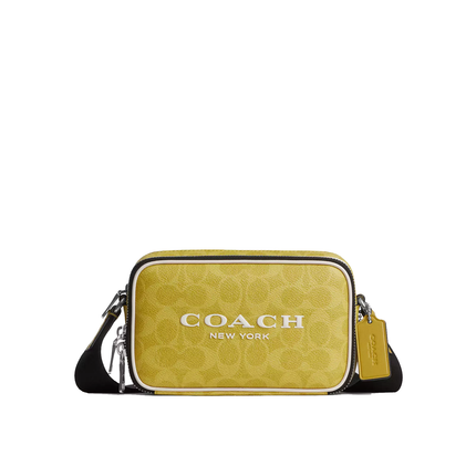 Coach Unisex Colton Crossbody Bag 19 In Signature Canvas With Coach Graphic Silver/Light Citron