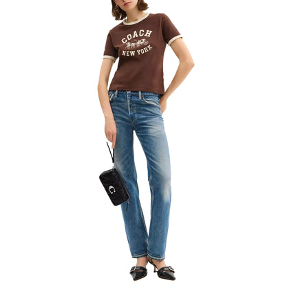 Coach Women's Tabby Chain Crossbody Bag 19 With Quilting Silver/Black