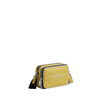 Coach Unisex Colton Crossbody Bag 19 In Signature Canvas With Coach Graphic Silver/Light Citron