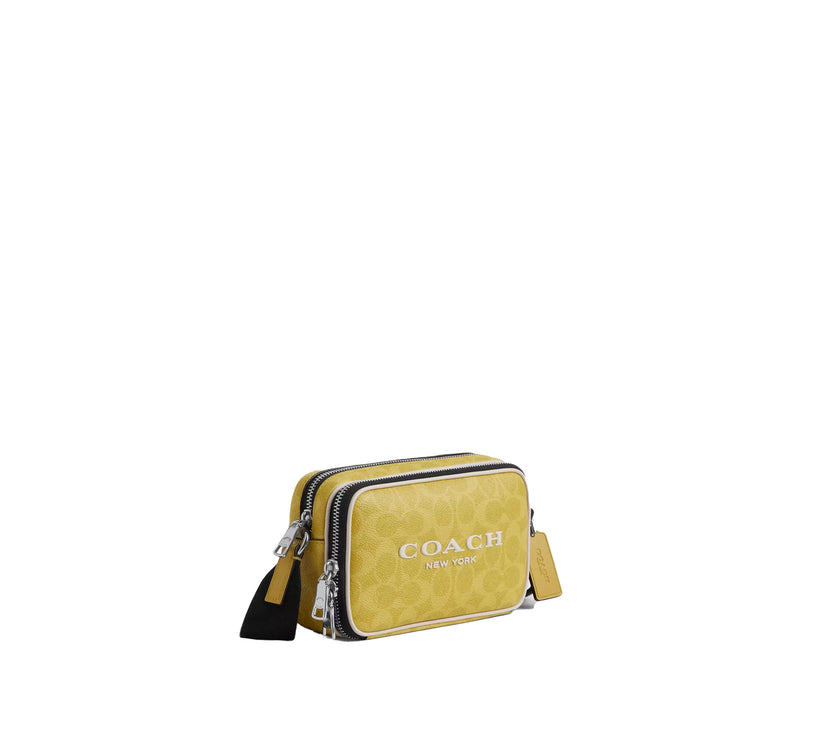 Coach Unisex Colton Crossbody Bag 19 In Signature Canvas With Coach Graphic Silver/Light Citron