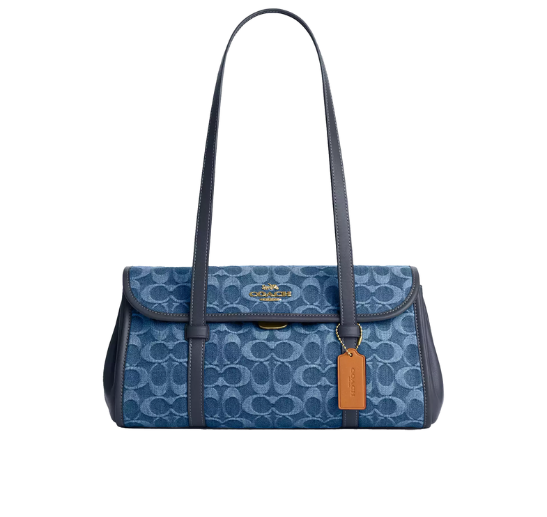 Coach Women's Bridget Flap Shoulder Bag In Signature Denim Gold/Indigo