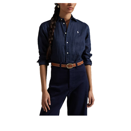 Polo Ralph Lauren Women's Classic Fit Linen Shirt Newport Navy
