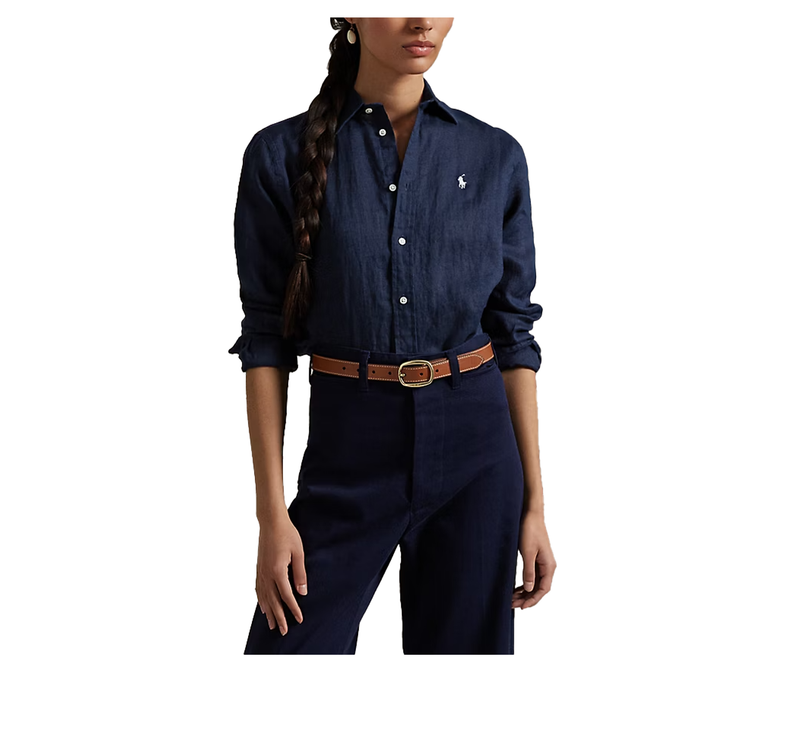 Polo Ralph Lauren Women's Classic Fit Linen Shirt Newport Navy
