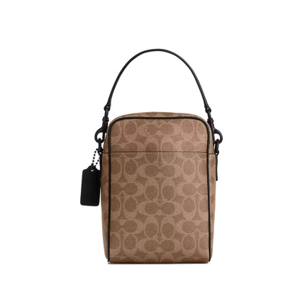 Coach Unisex Tristan Crossbody Bag 14 In Signature Canvas Matte Black/Tan Black