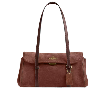 Coach Women's Bridget Flap Shoulder Bag Suede/Gold/Vintage Brown/Maple