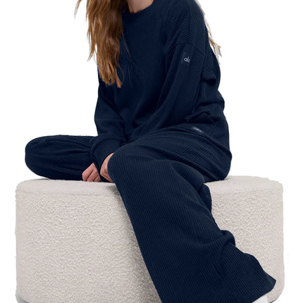 alo Women's Muse Crew Neck Pullover Navy