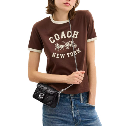 Coach Women's Tabby Chain Crossbody Bag 19 With Quilting Silver/Black