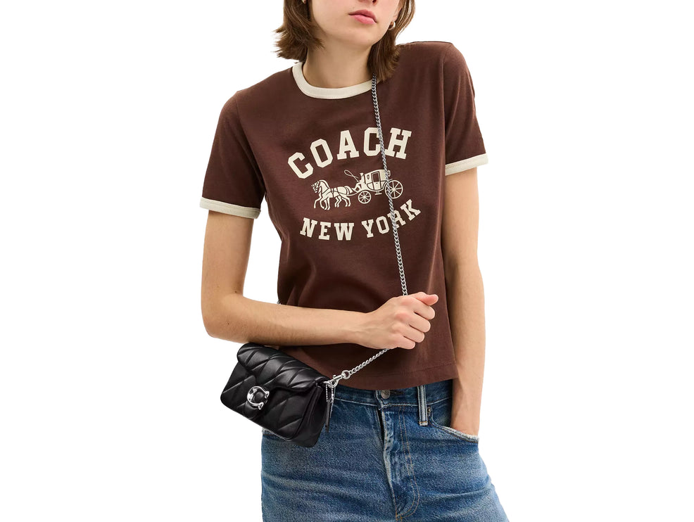 Coach Women's Tabby Chain Crossbody Bag 19 With Quilting Silver/Black