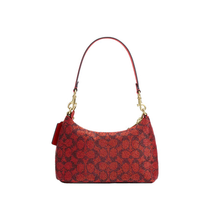 Coach Women's Teri Shoulder Bag In Signature Satin Gold/Crimson