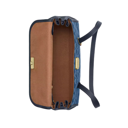 Coach Women's Bridget Flap Shoulder Bag In Signature Denim Gold/Indigo