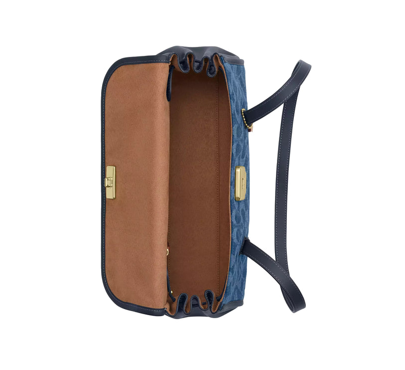 Coach Women's Bridget Flap Shoulder Bag In Signature Denim Gold/Indigo