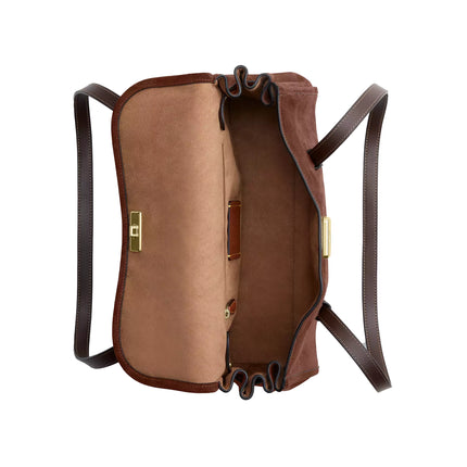 Coach Women's Bridget Flap Shoulder Bag Suede/Gold/Vintage Brown/Maple