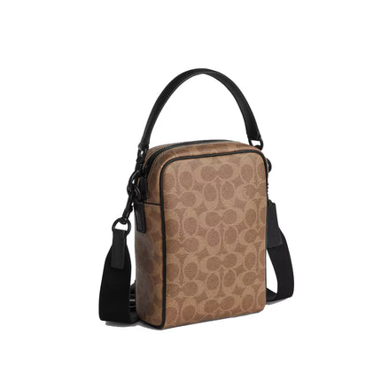 Coach Unisex Tristan Crossbody Bag 14 In Signature Canvas Matte Black/Tan Black