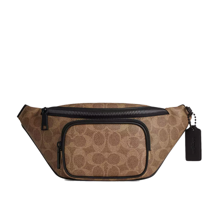 Coach Unisex Travis Belt Bag 30 In Signature Canvas Matte Black/Tan Black