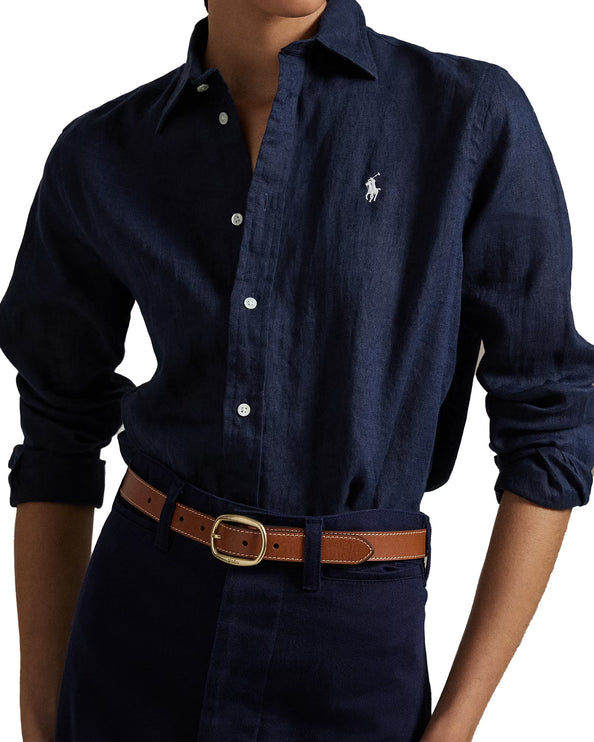 Polo Ralph Lauren Women's Classic Fit Linen Shirt Newport Navy