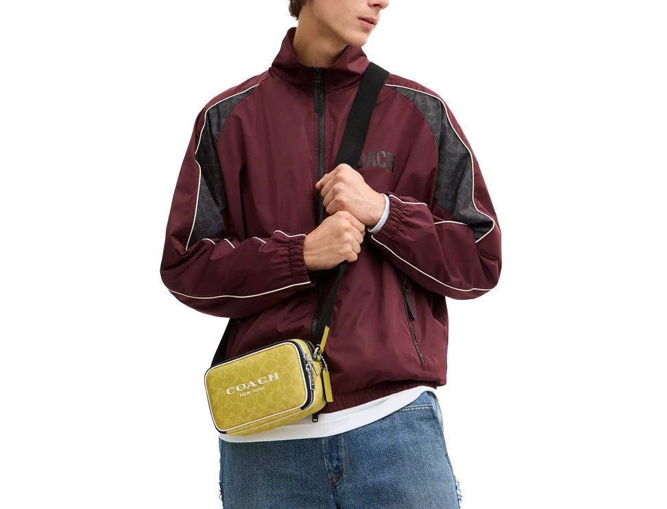 Coach Unisex Colton Crossbody Bag 19 In Signature Canvas With Coach Graphic Silver/Light Citron