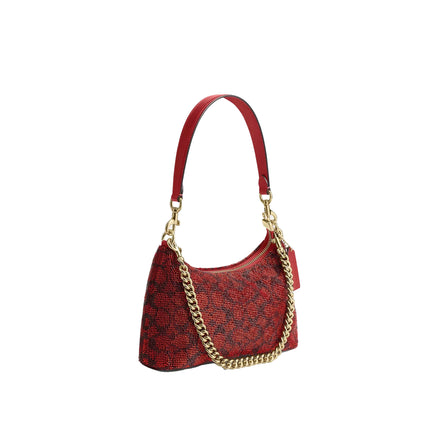 Coach Women's Teri Shoulder Bag In Signature Satin Gold/Crimson